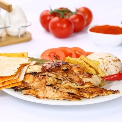 Tavuk döner porsiyon pilav lavaş